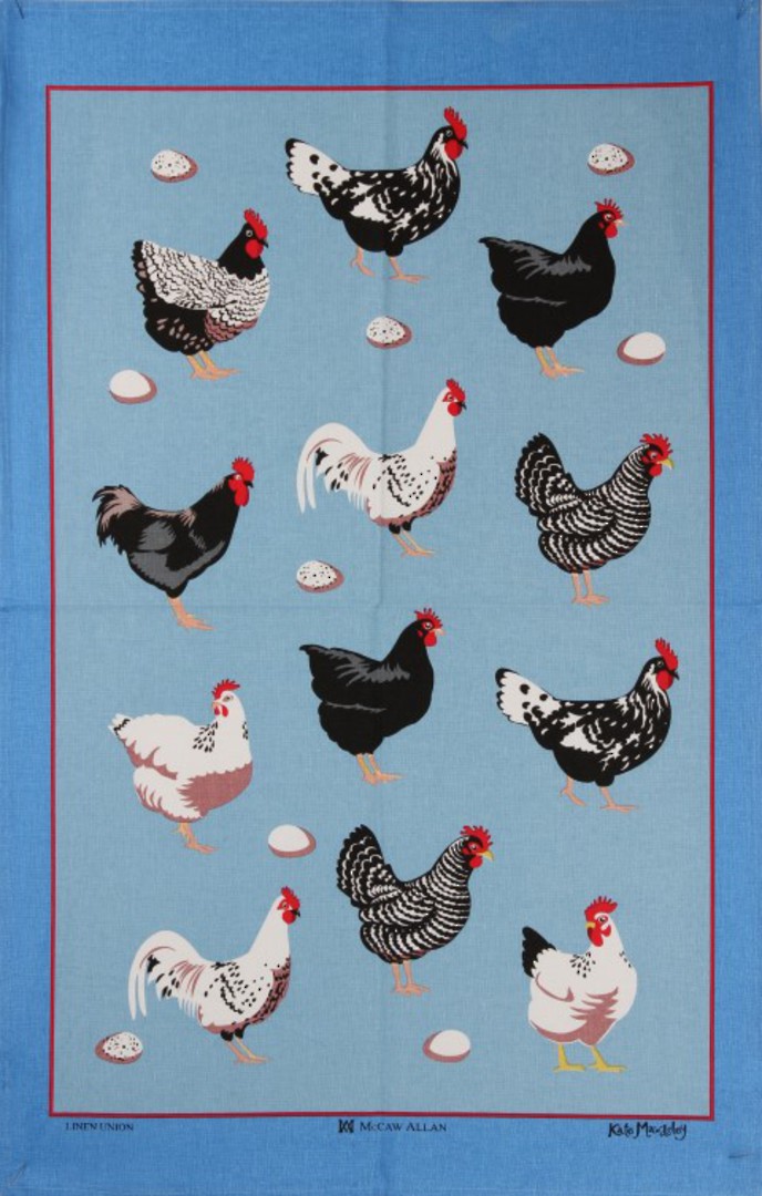 Samuel Lamont "Hens" Linen union tea towel. Code: T/T-946U. image 0